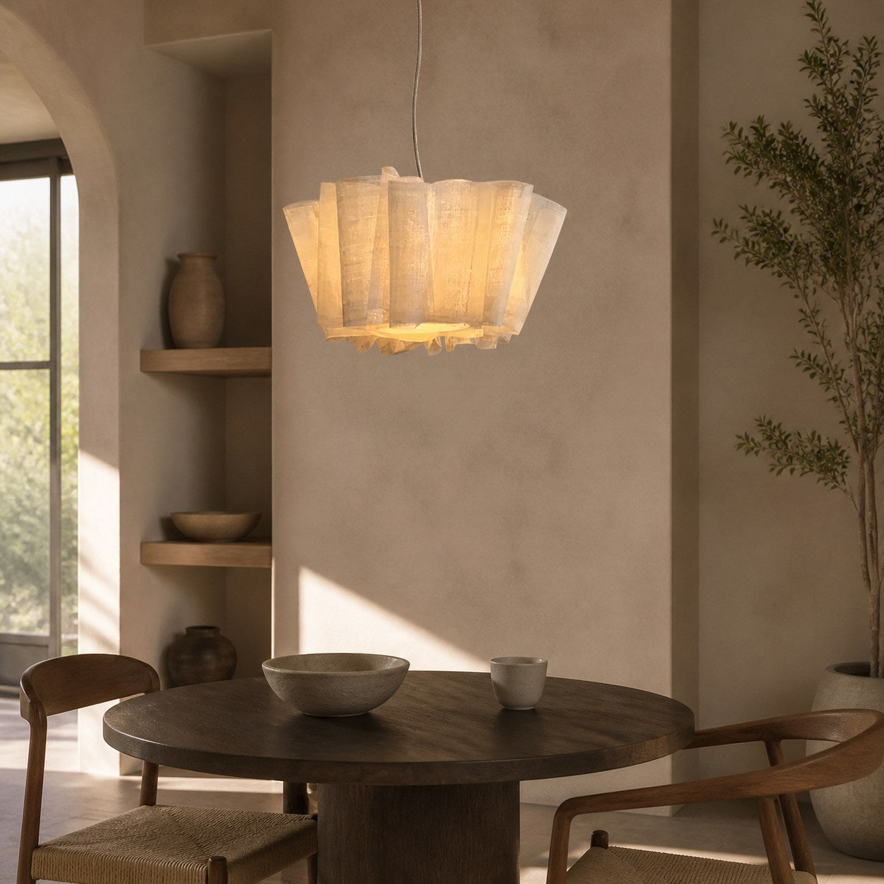 Nordic Linen Pleated  Fabric Pendant Light Lampshade
