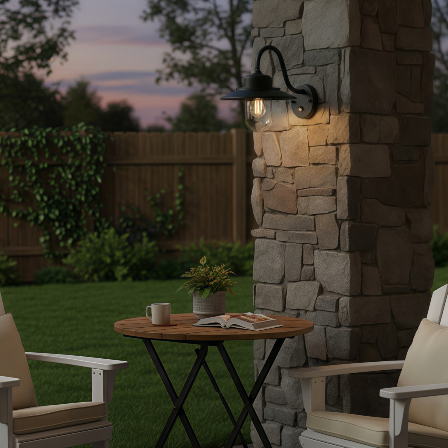 Trevanta Arched Arm Design Wall Light - Black Painted Sensor Lantern Style for Small Spaces