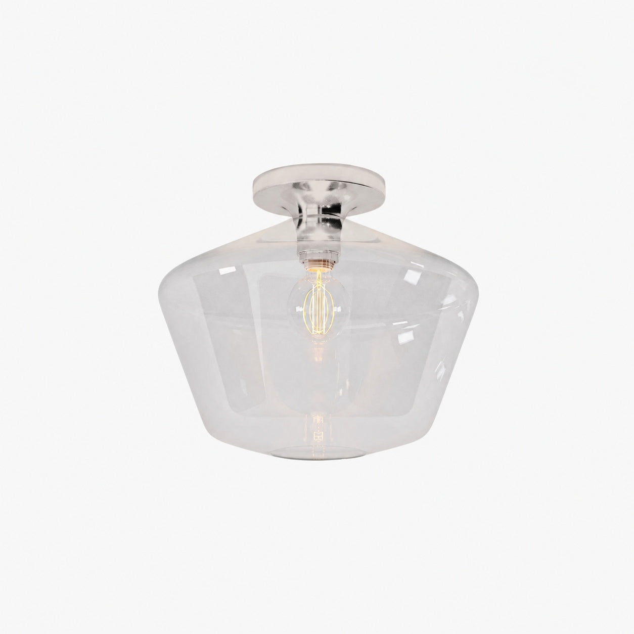 Merin Minimalist Sleek Geometric Glass Flushmount Light