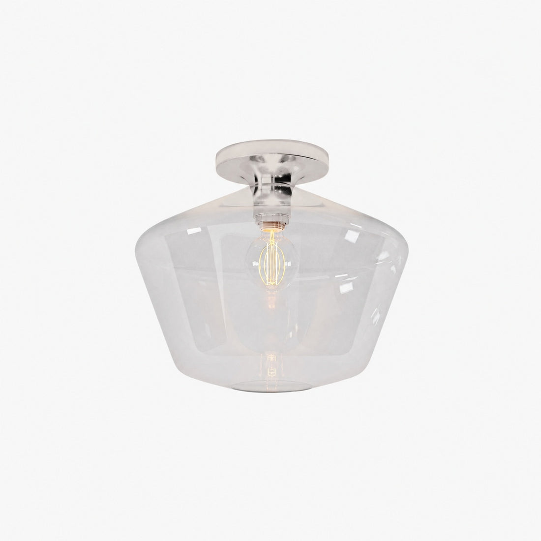 Merin Minimalist Sleek Geometric Glass Flushmount Light