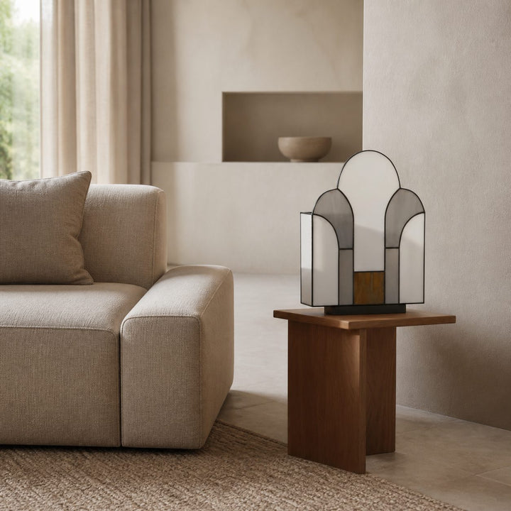 Kelsar Stained Glass Art Deco Table Lamp – Elegant Indoor Accent Light for Living Room or Entryway