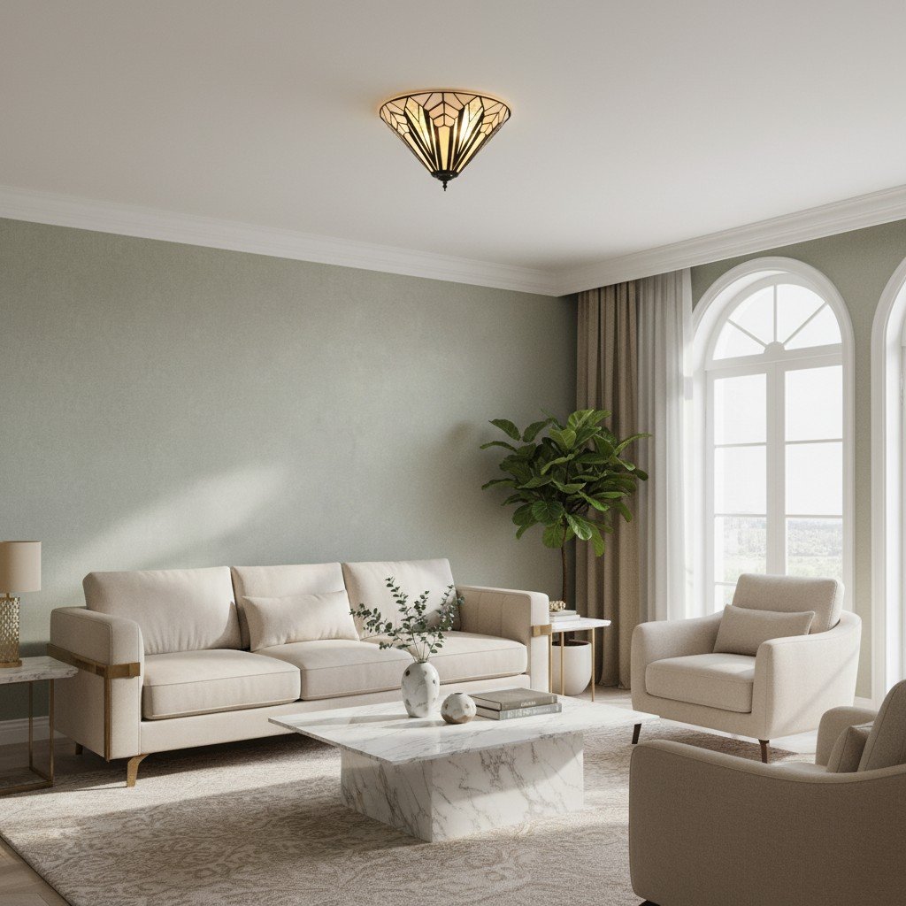 TF Astoria Modern Deco Flush Mount Ceiling Light with Textured Glass – Elegant Home Lighting Fixture