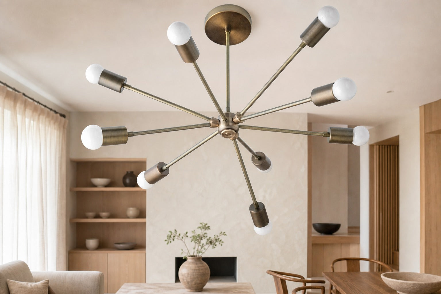 Mobilux Line Modern Chandelier - Mid Century Ceiling Light Fixture