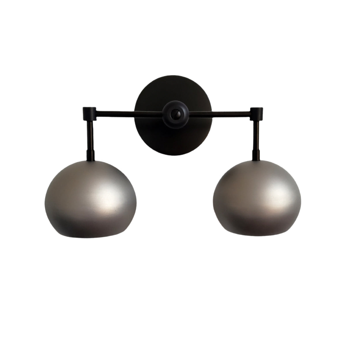 Steel Wall Sconce - Double Head Metal Silver Vanity Bathroom Wall Lamp