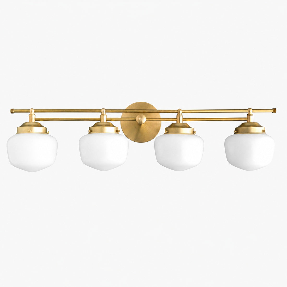 Opalume Glass Art Deco Vanity Light - Bathroom Wall Sconce with White Glass Shades