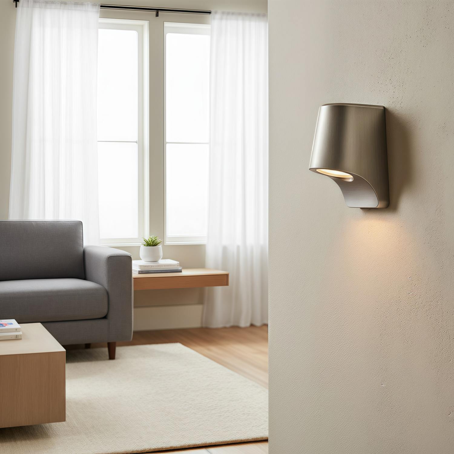 Rivathis Minimalist Metal Pewter Wall Lantern - Stylish Porch Fixture Ideal for Entry or Garden