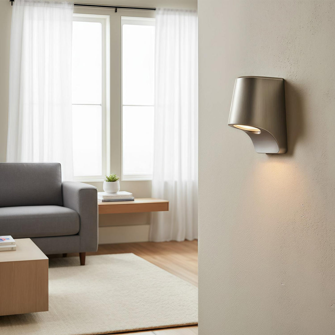 Rivathis Minimalist Metal Pewter Wall Lantern - Stylish Porch Fixture Ideal for Entry or Garden