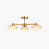 Zirvos Pendant with Frosted Opal Globes and Brushed Brass Frame for Living and Dining