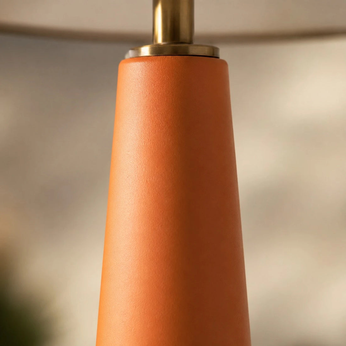 Liberty Fabric Floral Ceramic Table Lamp with Orange Handmade Base