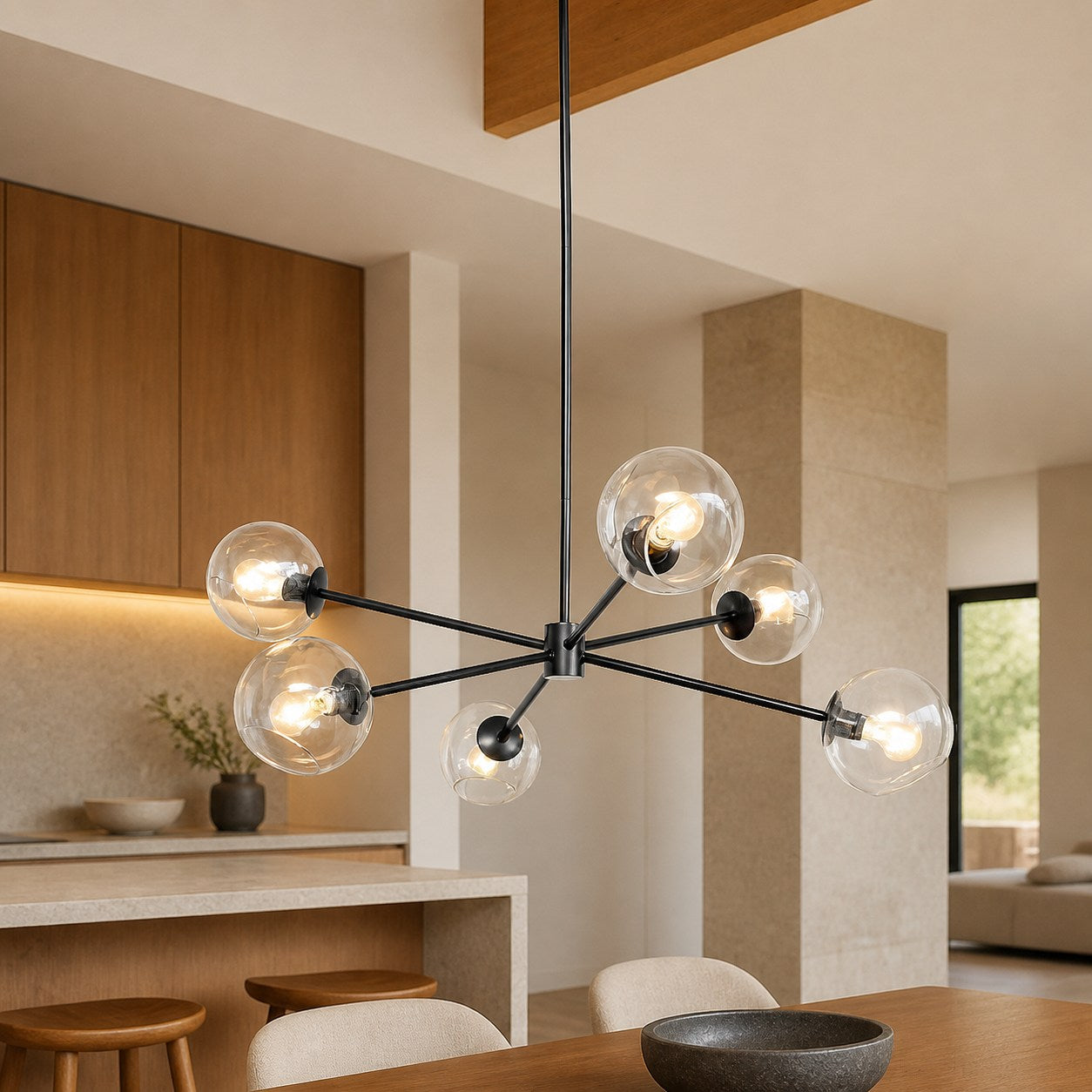 Brina 6-Light Glass Metal Frame Chandelier - Perfect Lighting