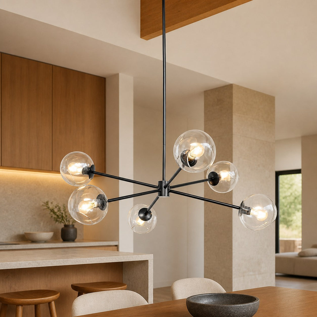 Brina 6-Light Glass Metal Frame Chandelier - Perfect Lighting