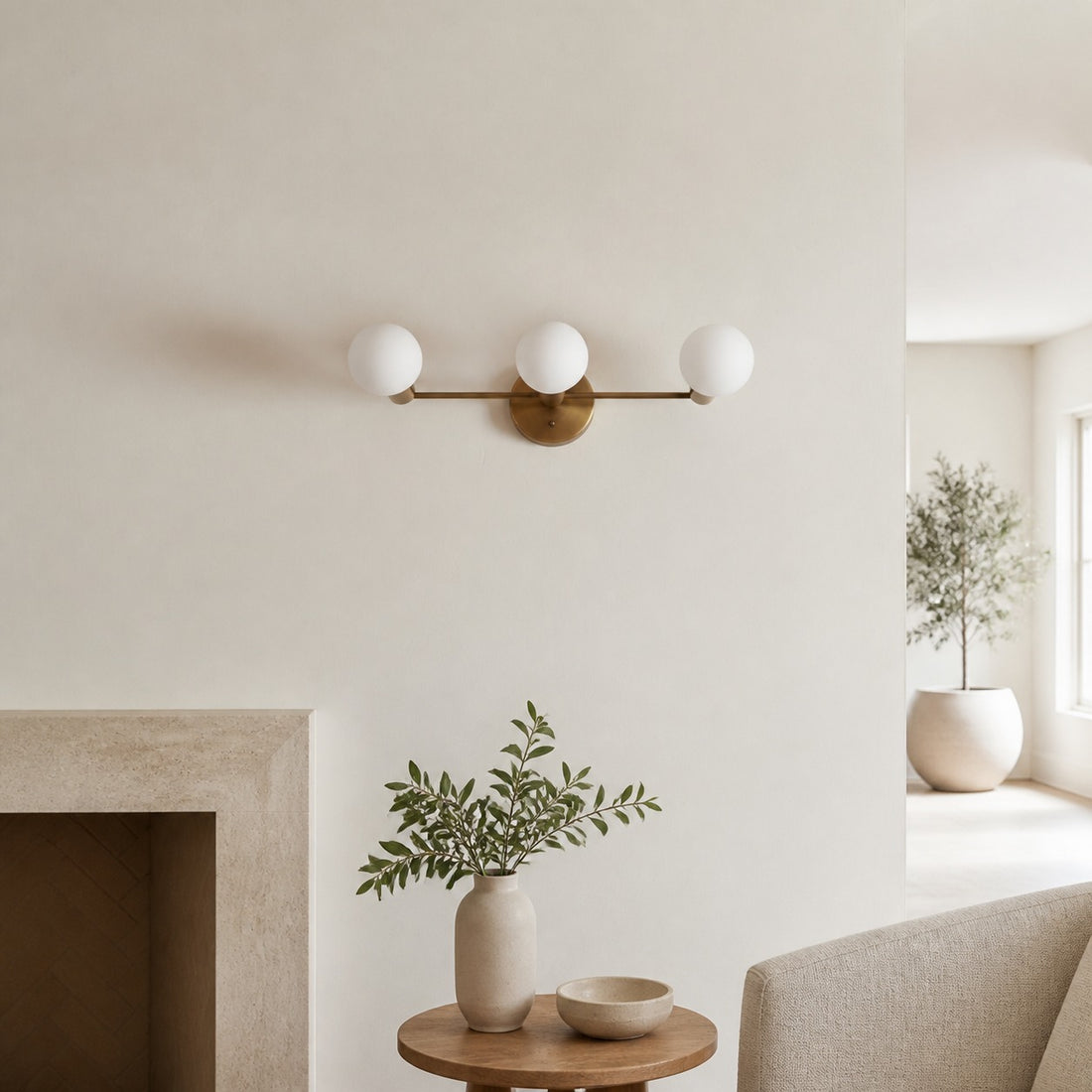 Glorica Glass Mid Century Modern Vanity Light - 3 Light Wall Fixture