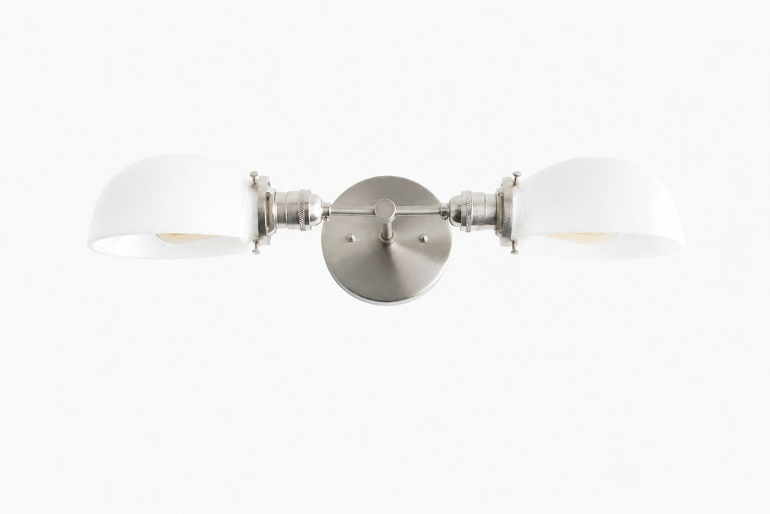 Ornato Luxe Mid-Century Vanity Light - Brass Bathroom Fixture with Opal Glass
