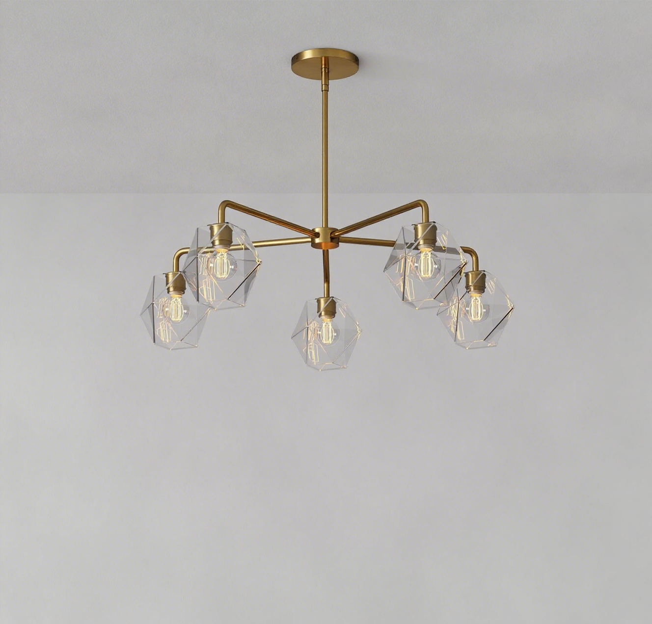 Talvior Sculptural 5-Light Chandelier - Faceted Design, Modern Finishes - Illuminate Spaces