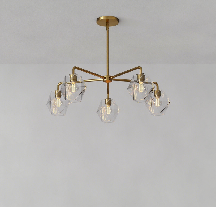 Talvior Sculptural 5-Light Chandelier - Faceted Design, Modern Finishes - Illuminate Spaces