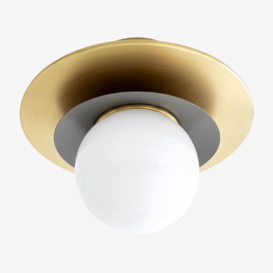Artivo Layered Brass Globe Light – Versatile Opal Glass Ceiling or Wall Sconce for Stylish Spaces