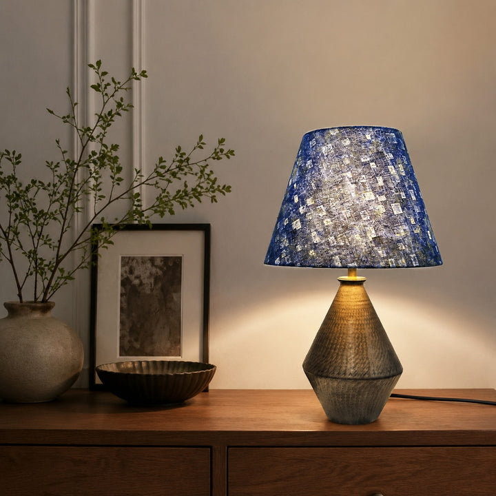 Gilt Blue Fabric Ceramic Table Lamp