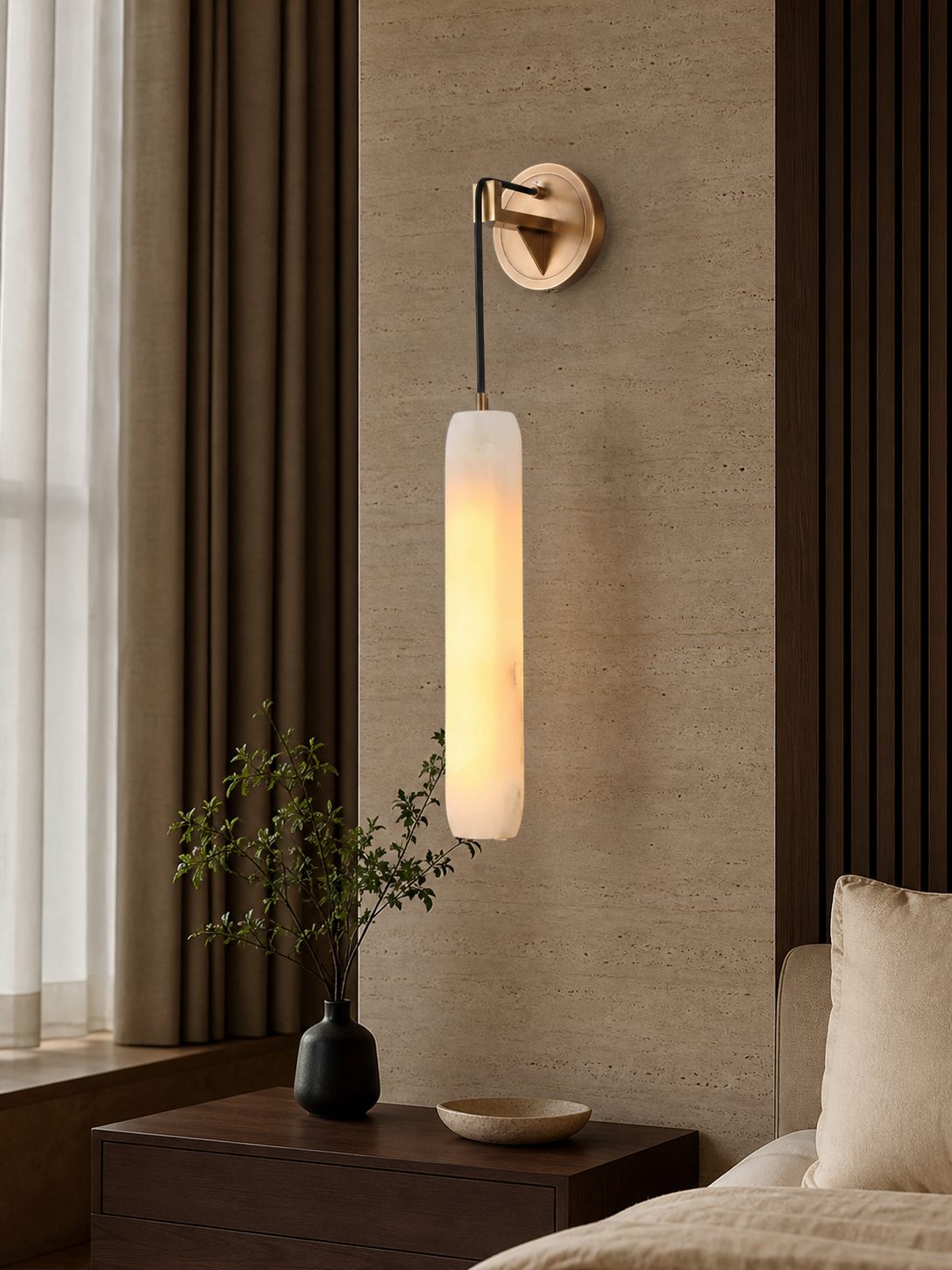 Alabaster Flute Wall Lamp
