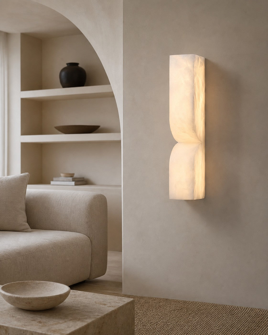 Modern Rectangular Alabaster Wall Lamp – Minimalist Sconce for Bedroom Hallway Living Room