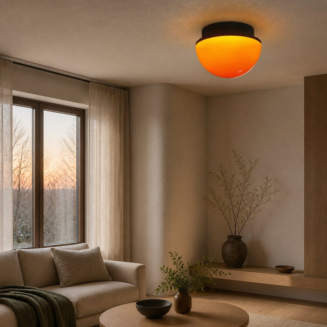 Sunset Glow Acrylic LED Ceiling Light with Ambient Dome for Living Room and Bedroom