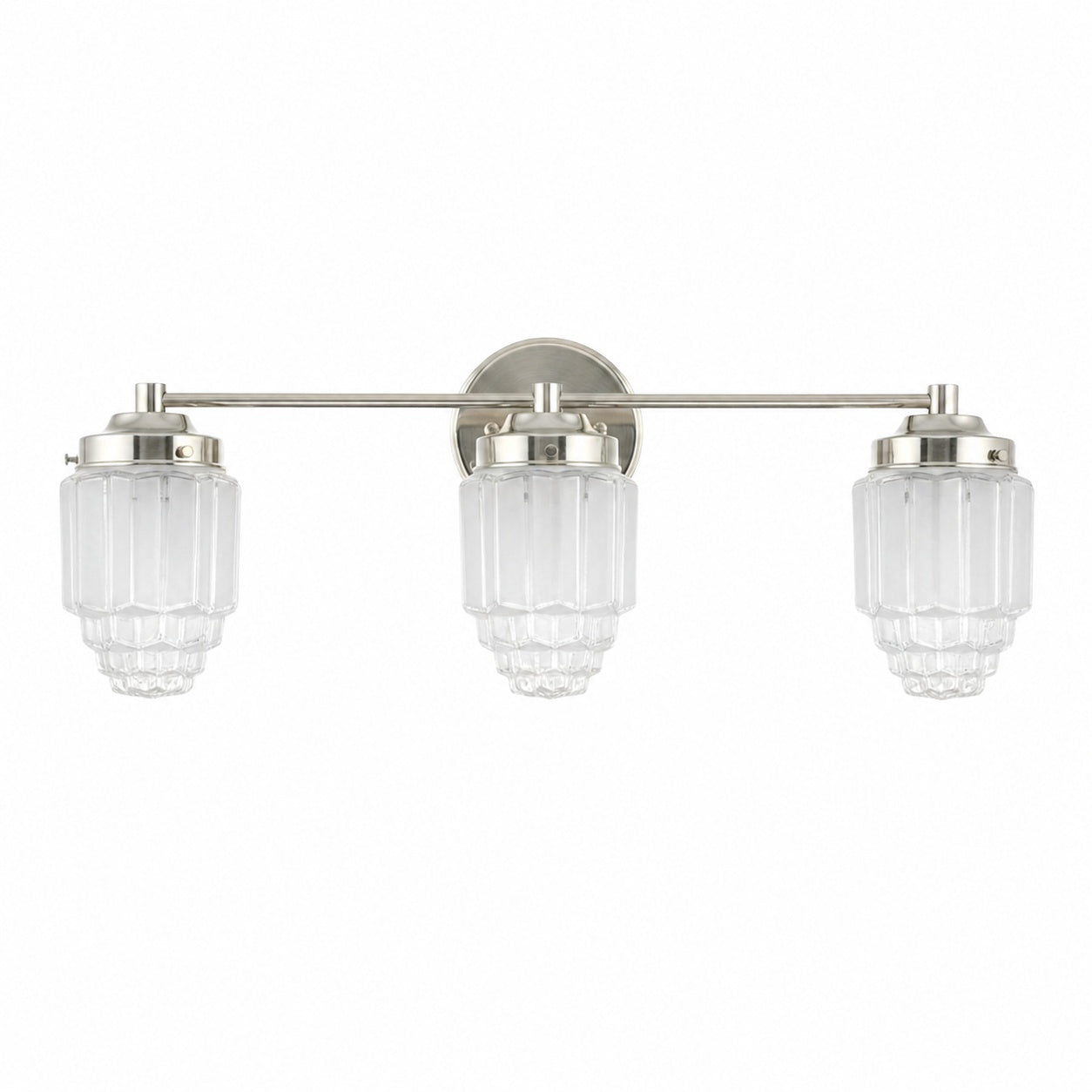 Tierlux Glass Vanity Light - Art Deco Bathroom Fixture with Skyscraper Shades