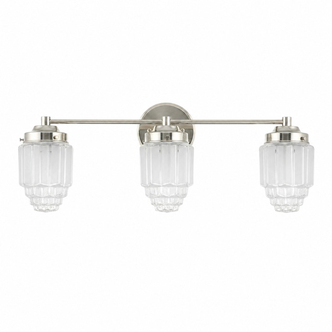 Tierlux Glass Vanity Light - Art Deco Bathroom Fixture with Skyscraper Shades