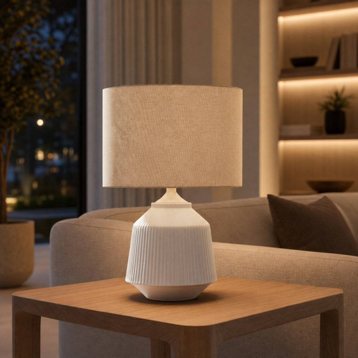 Ceruna Ripple Ceramic Table Lamp – Modern Design Minimalist Style Lighting Perfect for Living Room Bedroom Office