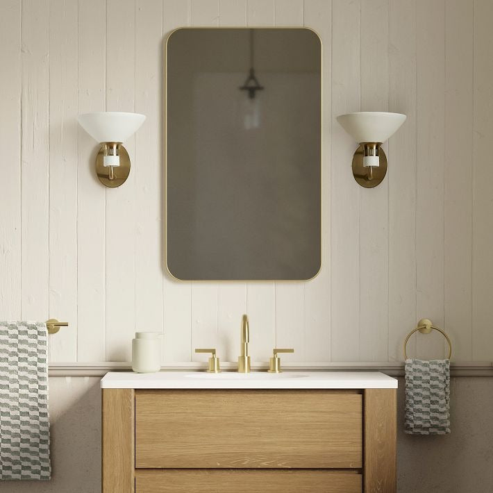 Calvor Champagne Bronze Sconce – Porcelain Ivory Shade Hardwired Wall Light