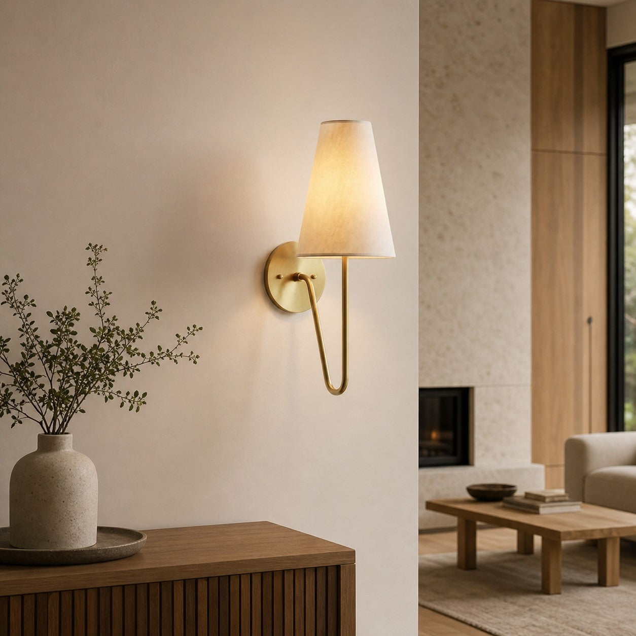 Organic Glass Scoop Wall Light – Minimalist Modern Decorative Ambient Sconce for Living Room