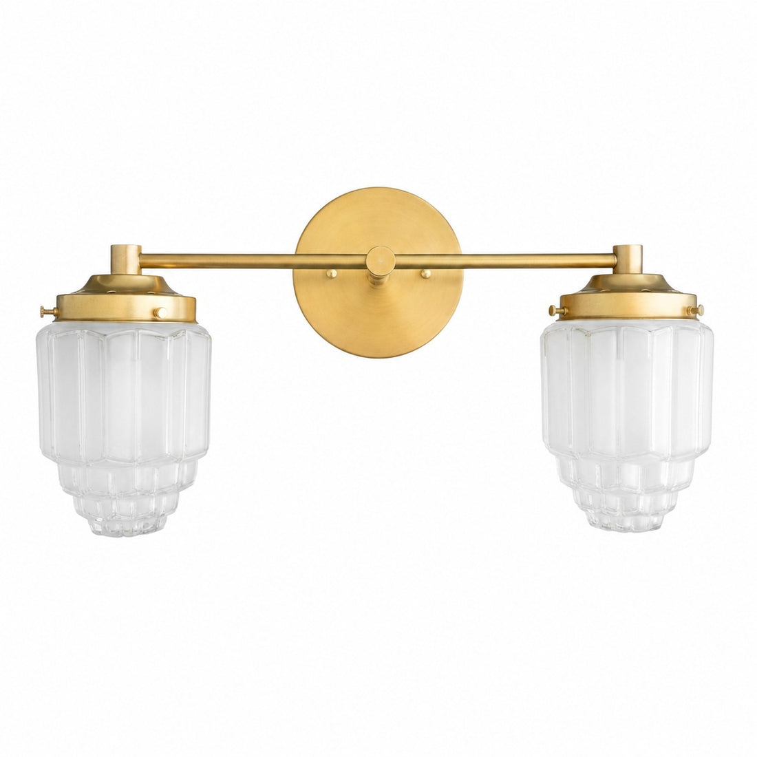 Tierlux Glass Vanity Light - Art Deco Bathroom Fixture with Skyscraper Shades