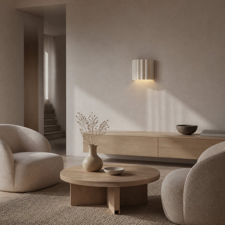 Velura Linen Fold Wall Sconce - Fabric Soft Pleated Design Ambient Lighting for Bedroom or Hallway