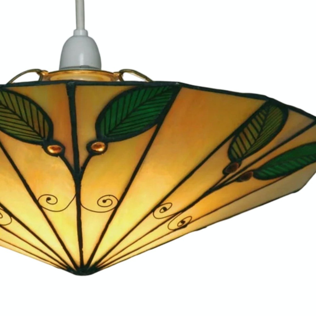 TF Harken Tiffany Style Leaf Pendant Shade Stained Glass Lamp Shade for Living Room and Bedroom