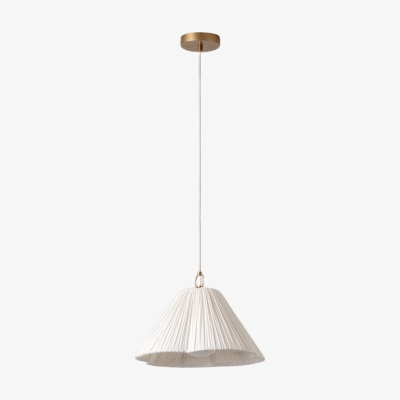 Blossine Linen Scalloped Pendant Light - Layered Shade and Metal Canopy Rustic to Modern