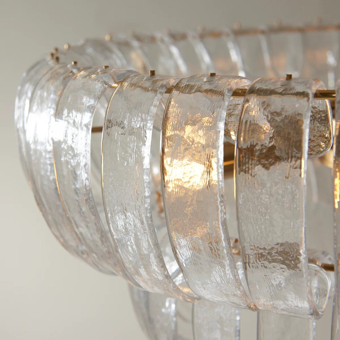Solara 6-Light Tiered Pendant – Cascading Curved Glass and Metal-Frame for Dining & Entry