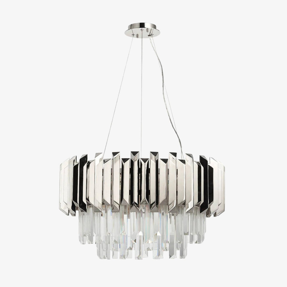 Virelia Contemporary Crystal Pendant Light – Layered Crystal Shade Ceiling Fixture for Dining or Living Room