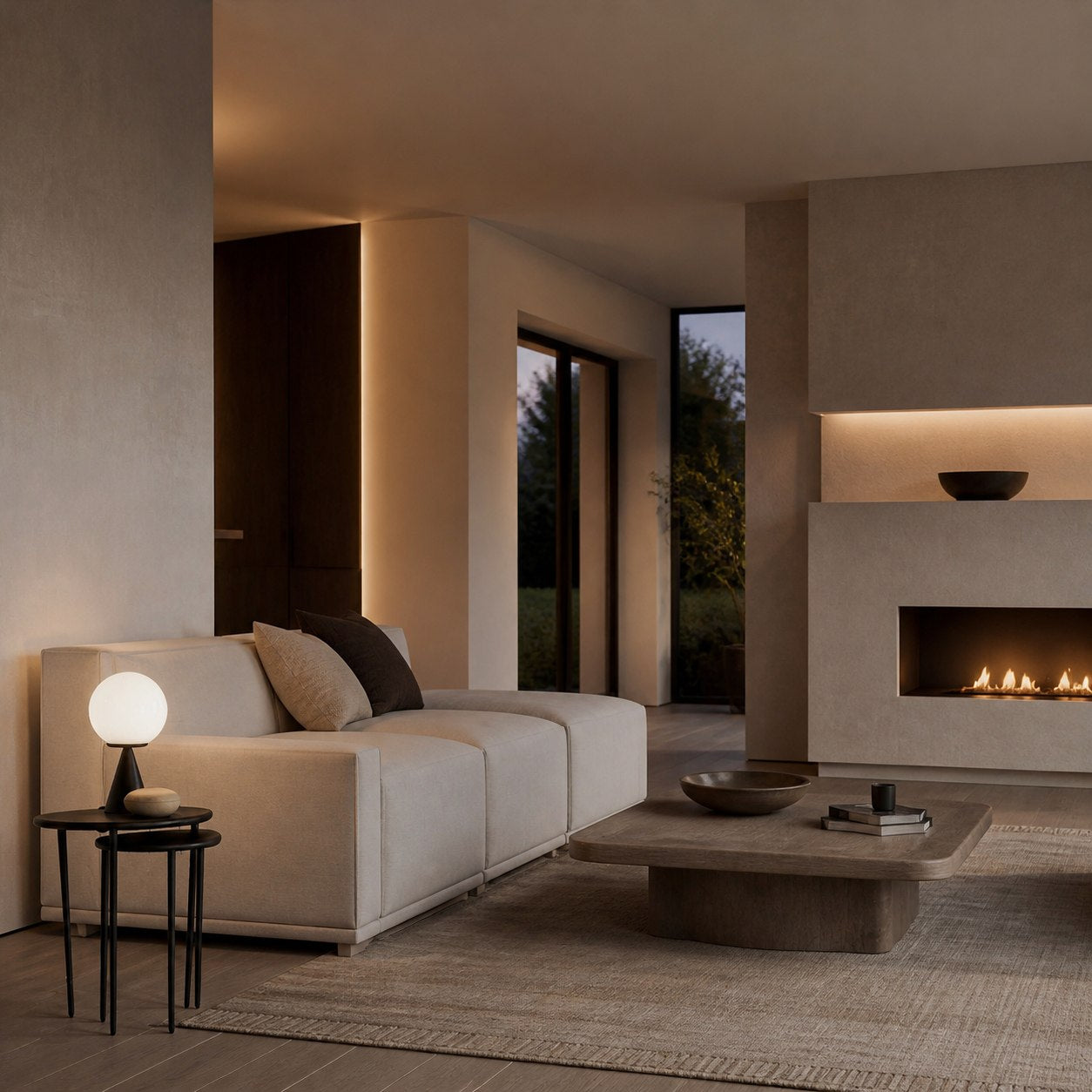 Ulvara Modern Table Lamp - Glass Globe and Tapered Base for Bedroom Glow