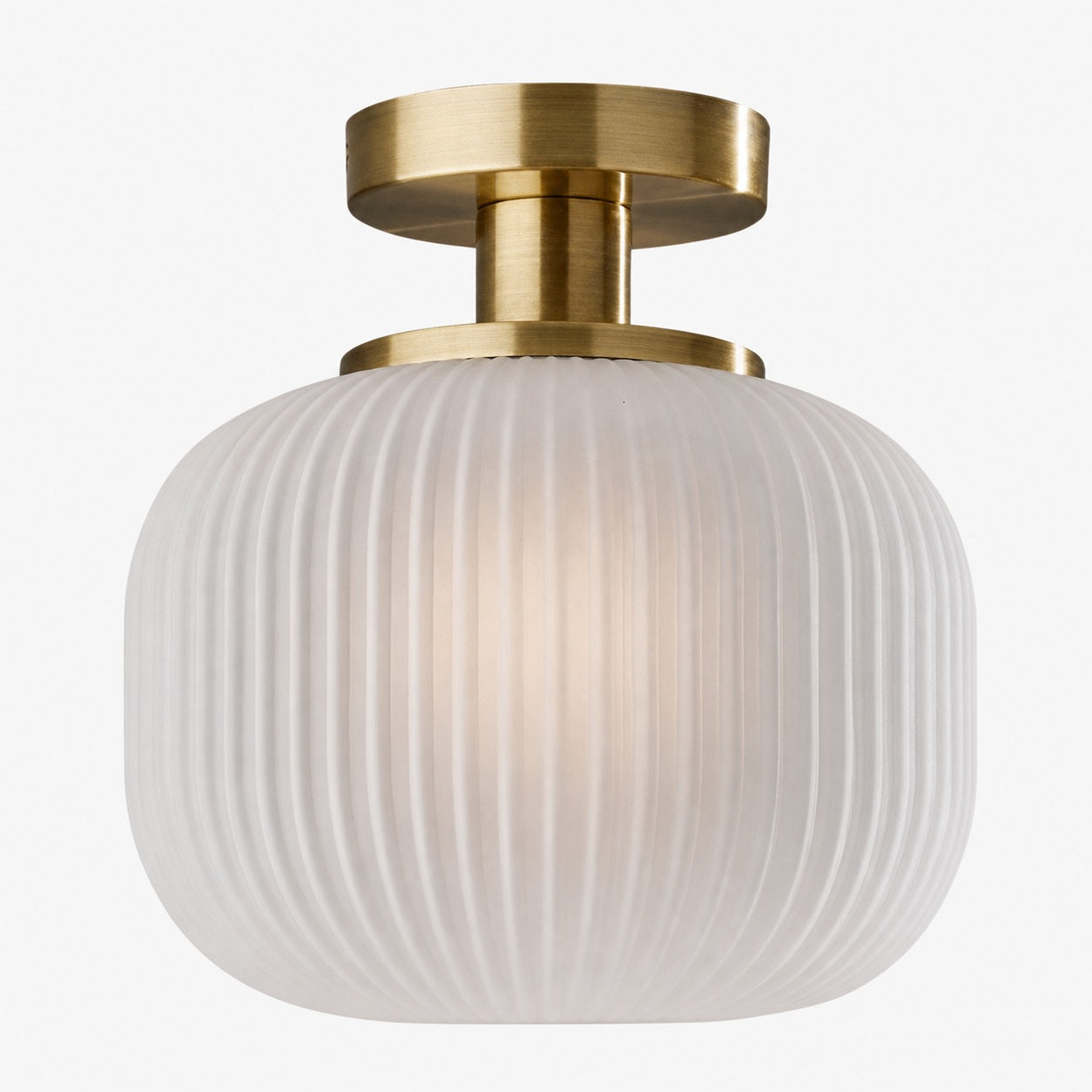 Pelviona Modern Ribbed Glass Pendant - Frosted & Brass Ceiling Light Add Timeless Charm to Your Space