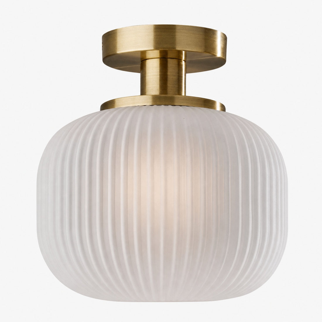 Pelviona Modern Ribbed Glass Pendant - Frosted & Brass Ceiling Light Add Timeless Charm to Your Space