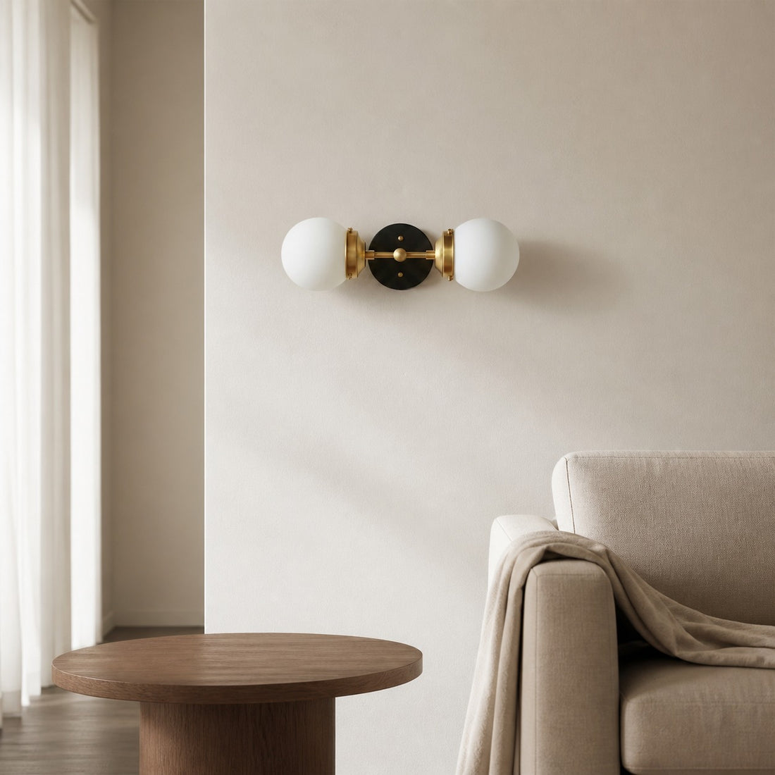 Lumio Globe Modern Geometric Sconce - Two Light Bathroom Vanity Lighting