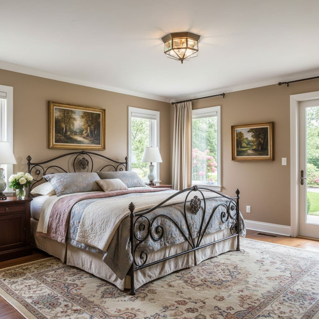 Braleen Antique Lantern Style Flush Ceiling Light – Clear Glass Design for Living and Bedroom