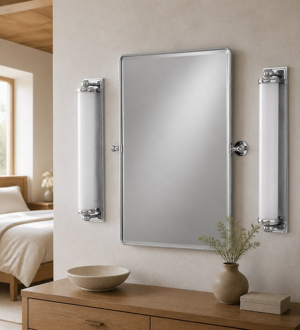 Kalvora Extra Long Tube Wall Sconce - Chrome Modern Light Fixture