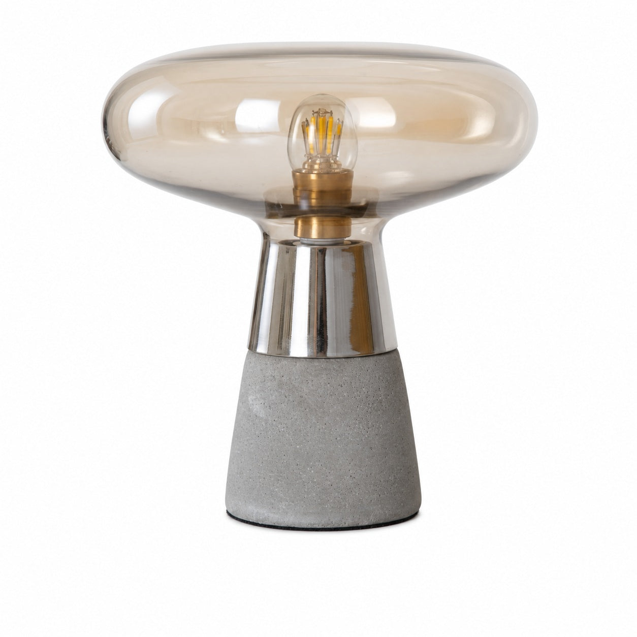 Concretea Industrial Table Lamp - Hand Blown Glass Globe with Concrete Base for Living Room
