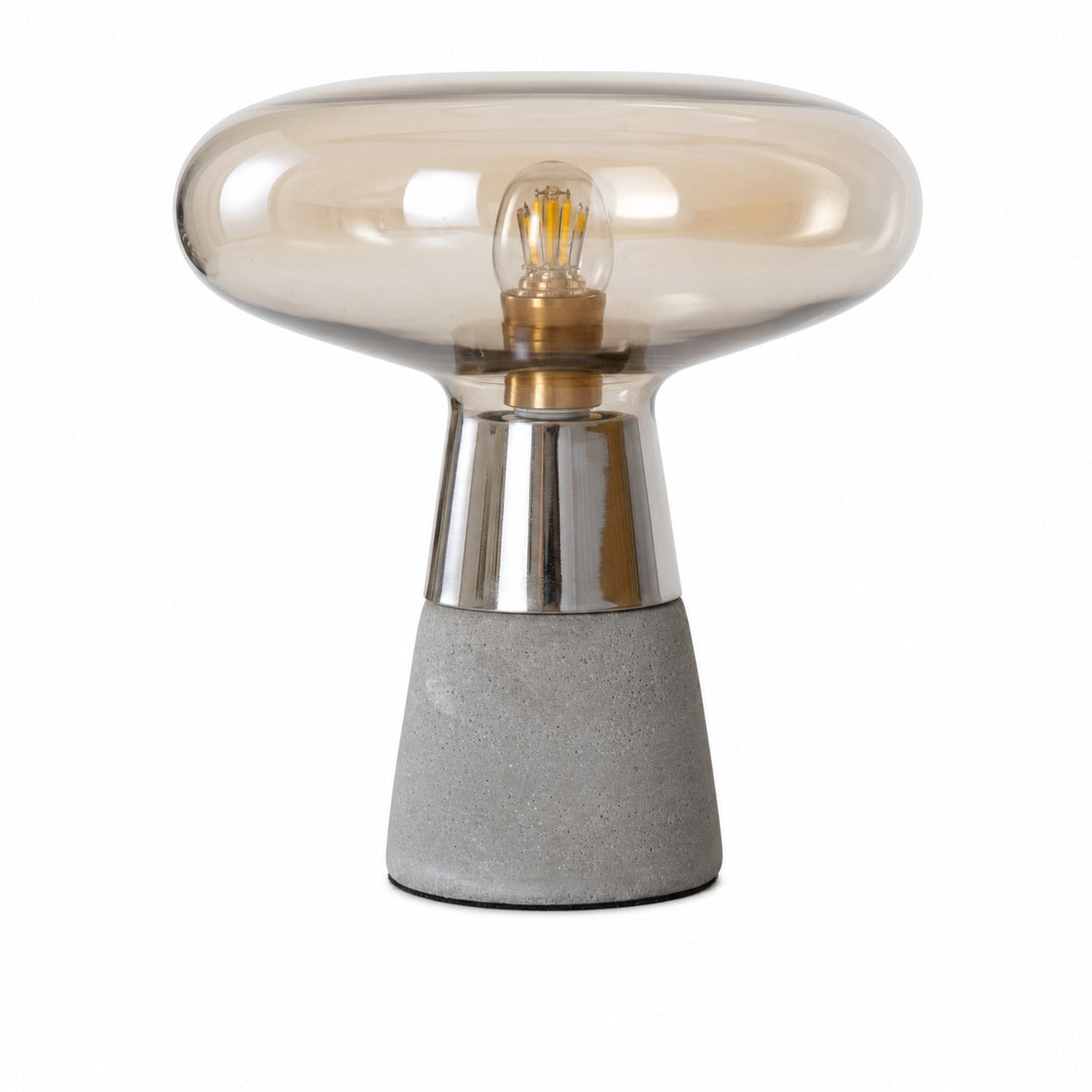 Concretea Industrial Table Lamp - Hand Blown Glass Globe with Concrete Base for Living Room