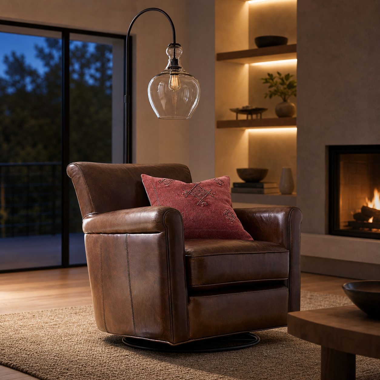Lawson Recycled Glass Floor Lamp - Unique Brass Finish Aluminum Lighting