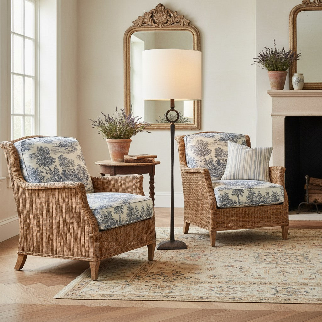 Trova Wrought Iron Floor Lamp - Single-Pole Design for Bedroom and Office Lighting