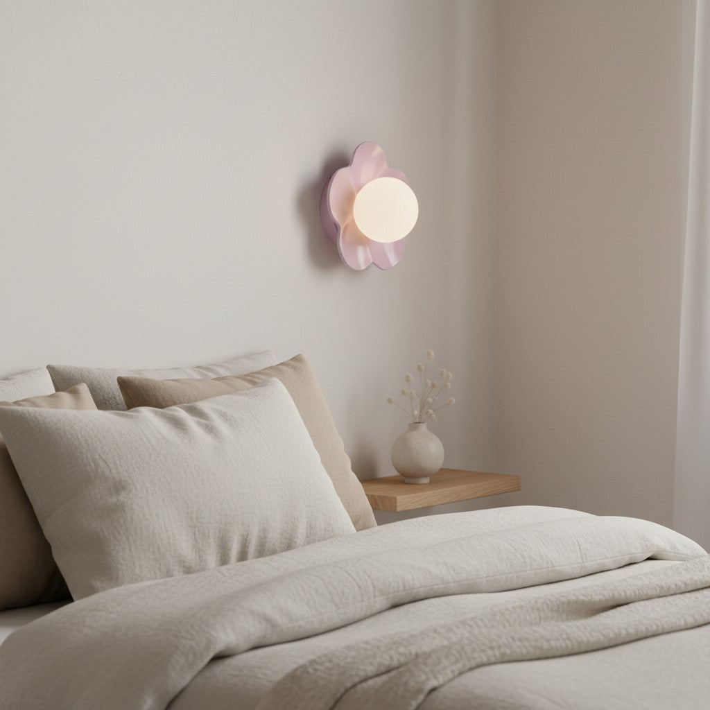 Florixa Blooming Flower Wall Sconce - Plug-in and Hardwired Lamp for Bedroom Decor