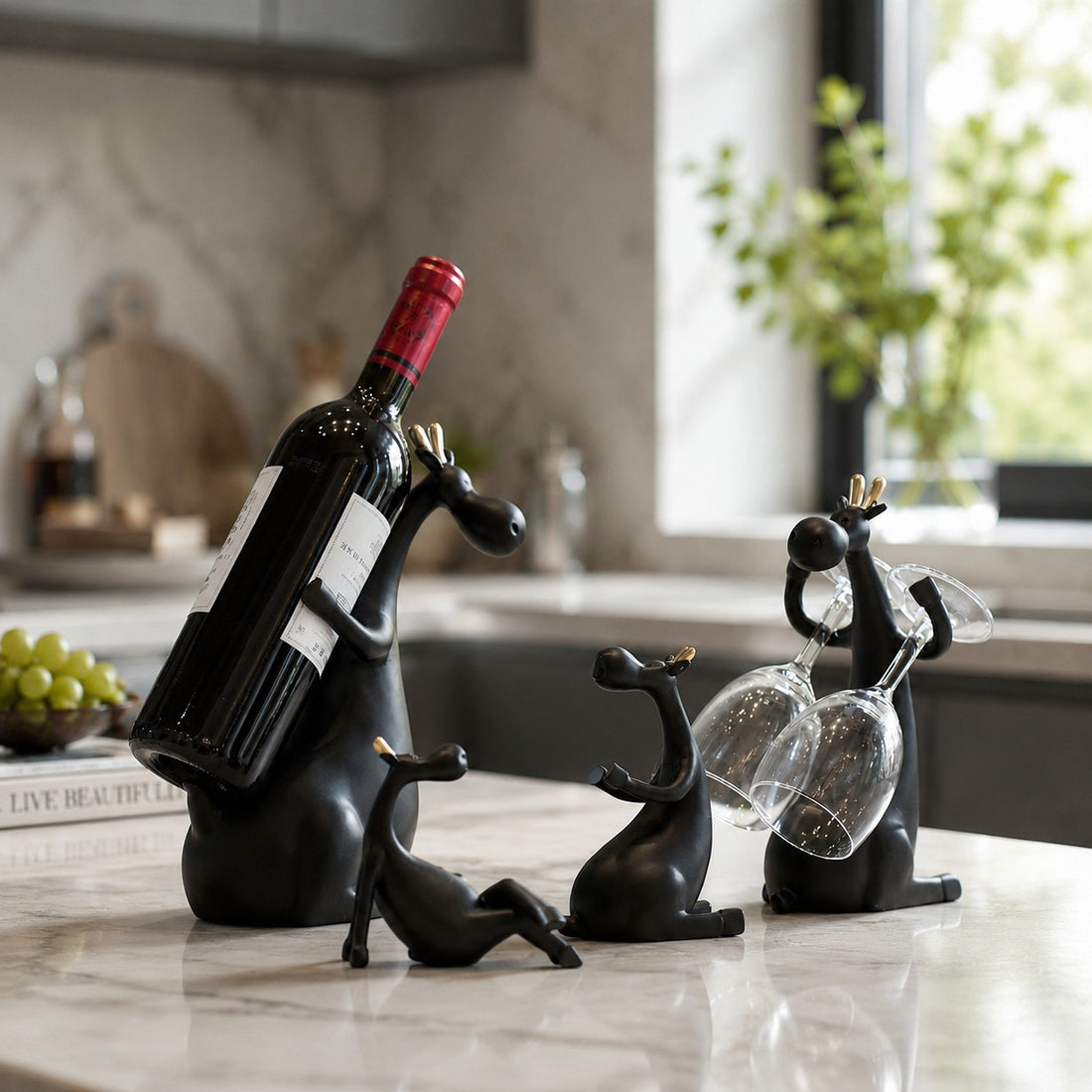 Forma Resin Wine Bottle Holder Figurine Set