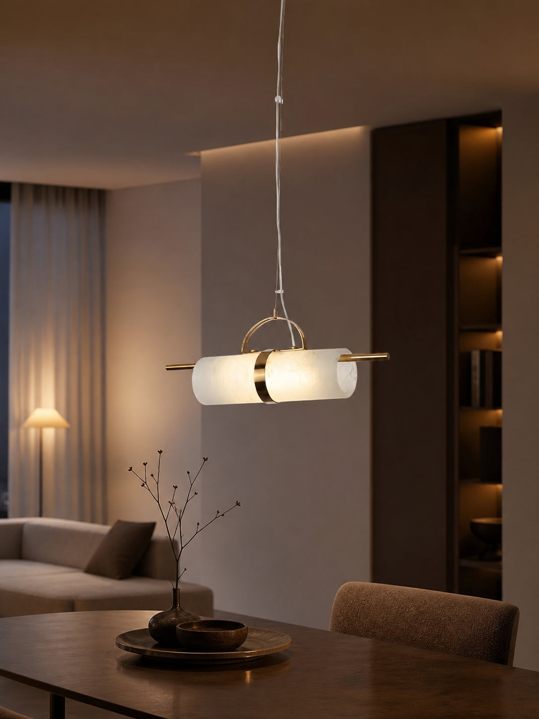Mini Cylindrical Alabaster Pendant Light