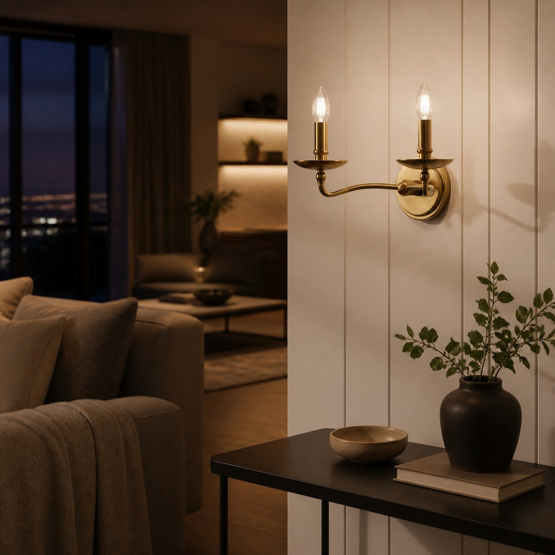 Tela Classic Iron Candle-Arm Wall Sconce – Rustic Metal Single or Double Fixture for Hallway and Dining