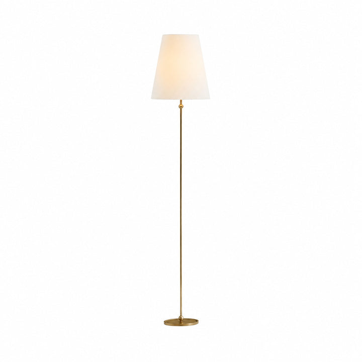 Serena Vintage Brass Floor Lamp - Iron Frame with Linen Drum Shade for Living Rooms and Reading Corners